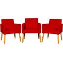 Ver imagem 1 de Kit 3 Poltronas Decorativa para Sala Recepção Consultório Escritório Nina Tecido Suede