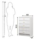 Ver mais imagens de Cômoda para Quarto 5 Gavetas 60cm x 91,5cm Branco