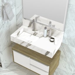 Bancada em Porcelanato para Banheiro 80cm Pró com Cuba Esculpida  Lavatórios - 2