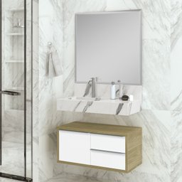 Bancada em Porcelanato para Banheiro 80cm Pró com Cuba Esculpida  Lavatórios - 1
