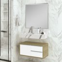 Ver imagem 1 de Bancada em Porcelanato para Banheiro 80cm Pró com Cuba Esculpida Branco/Calacata