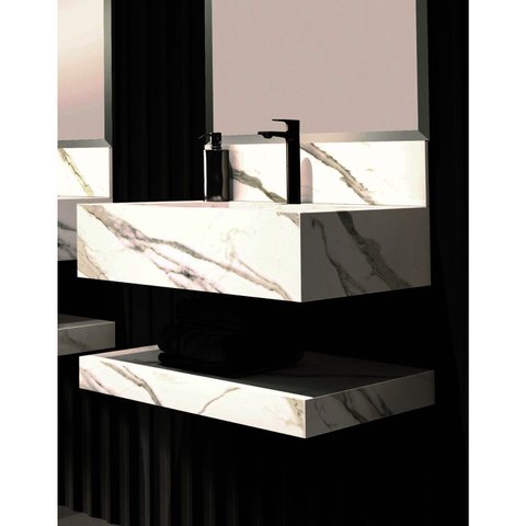 Prateleira em Porcelanato Técnico Polido para Banheiro 60x48,5cm Max Yescasa Branco