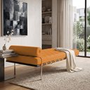 Ver imagem 3 de Couch Barcelona Couro Sintético Linha Premium Design Clássico Sala Escritório Recepção - Caramelo