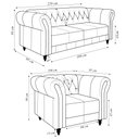 Ver imagem 4 de Conjunto Sala de Estar 1 Sofá Living 220cm e 1 Poltrona Stanford Chesterfield Pés Madeira Couro Bran