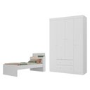 Ver imagem 1 de Jogo de Quarto com Cama Solteiro e Guarda-Roupa 4 Portas 2 Gavetas Lira Multimóveis MP4838 Branco