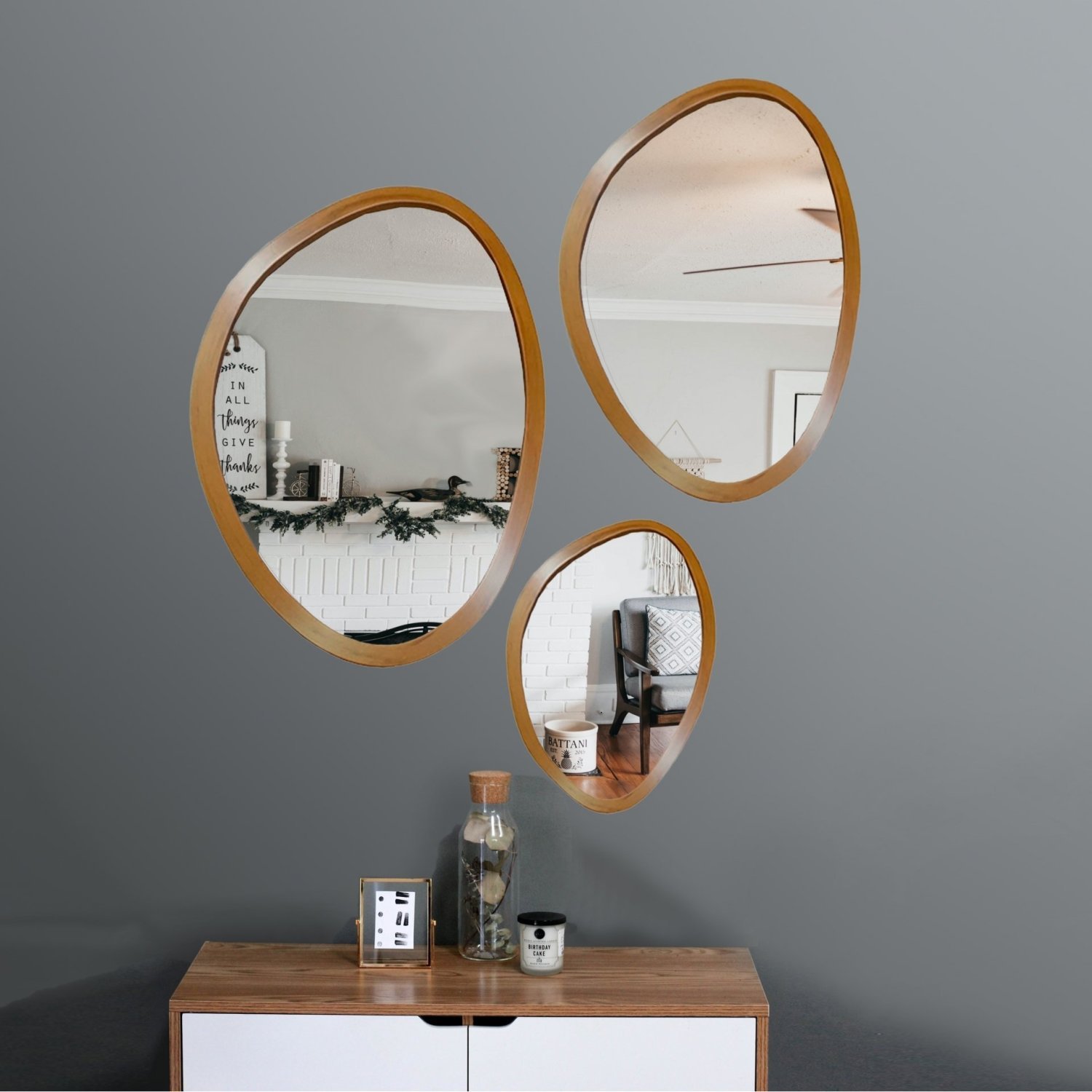 Espelho Decorativo Emoldurado Orgânico 77cm x 64cm E2G Design - 3