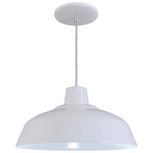 Pendente Retrô 34cm Luminária Lustre Alumínio Branco Brilhante - T&T Iluminação