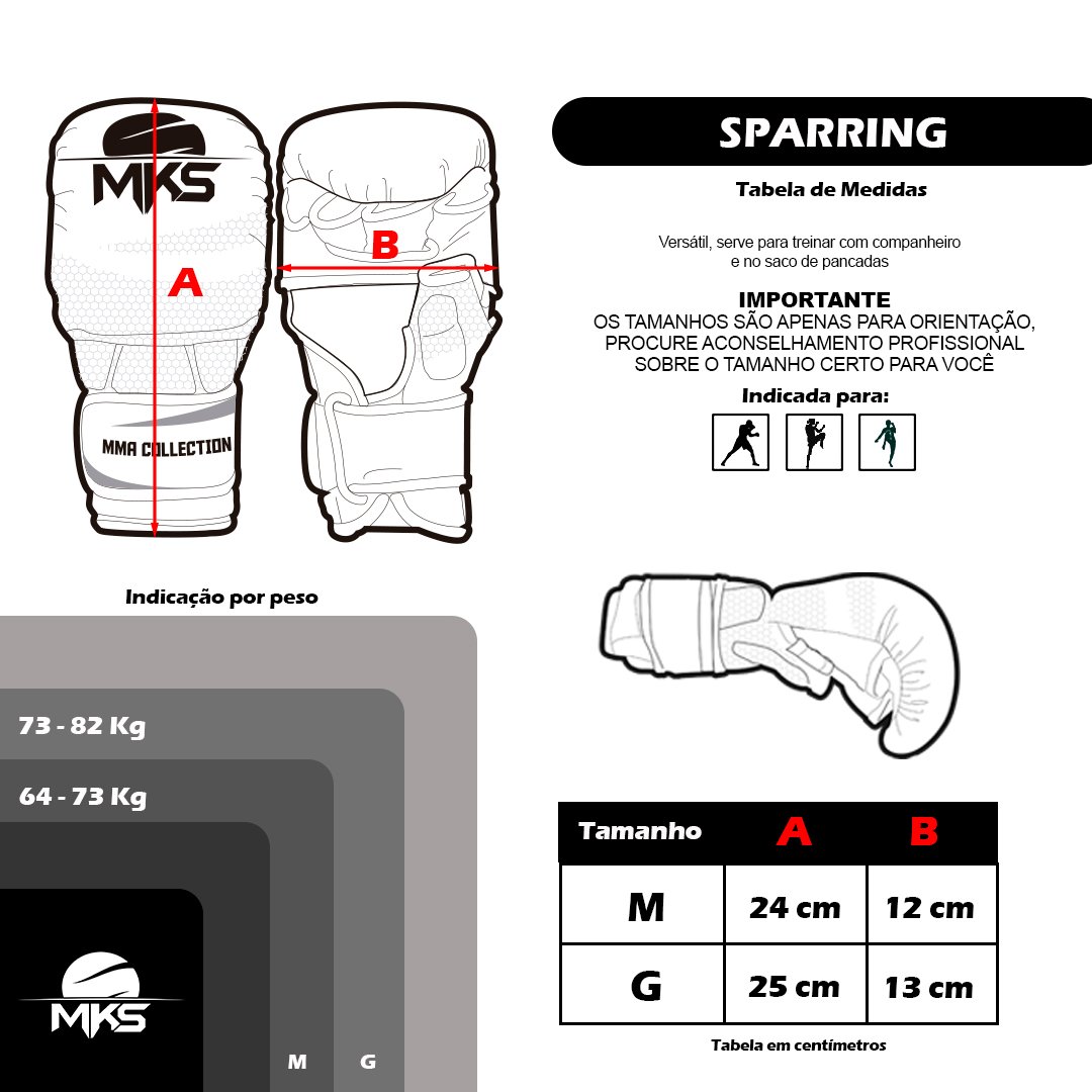 Luva de MMA Sparring MKS Combat - M - 5