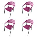 Ver imagem 1 de Kit 4 Cadeiras Decorativa Joana em Corda Náutica e Base em Alumínio Cinza /rosa