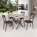 Ver imagem 1 de Conjunto Mesa 120cm com 4 Cadeiras Karina X Marrom/Bronze/Linho