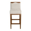 Ver imagem 2 de Kit 2 Banquetas Alta Lyara em Madeira Maciça com Encosto Estofada Marinho Móveis Banqueta Lyara Crem