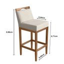 Ver imagem 4 de Kit 2 Banquetas Alta Lyara em Madeira Maciça com Encosto Estofada Marinho Móveis Banqueta Lyara Crem