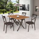 Ver imagem 1 de Conjunto Mesa 120x80cm Tampo MDP com 4 Cadeiras Karina X Marrom/Bronze/Linho