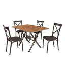 Ver imagem 2 de Conjunto Mesa 120x80cm Tampo MDP com 4 Cadeiras Karina X Marrom/Bronze/Linho