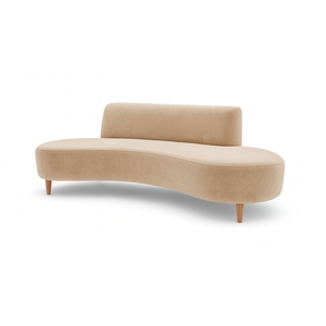 Sofá Puff Orgânico 3 Lugares 200cm Moderno Estofado Veludo Bege Aconchegante P/ Sala Escritório Hall