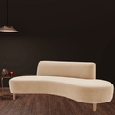 Ver imagem 2 de Sofá Puff Orgânico 3 Lugares 200cm Moderno Estofado Veludo Bege Aconchegante P/ Sala Escritório Hall