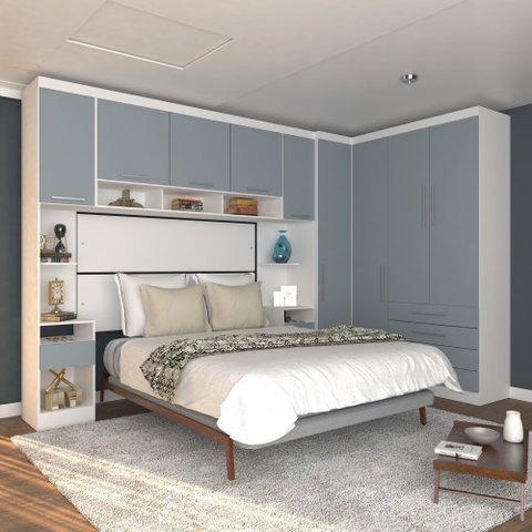 Guarda Roupa Dormitório Modulado Alpes Casal 1,38 m Canto - Roupeiro Luciane M03:Azul