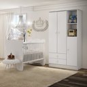 Ver imagem 1 de Quarto De Bebê Completo Berço Com Guarda Roupa 3 Portas 2 Gavetas 2 Nichos Algodao Doce