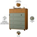 Ver imagem 3 de Cômoda para Quarto 6 Gavetas 90cm Vittoria Cinamomo/salvia - Albatroz