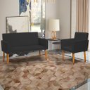 Ver imagem 1 de Kit Namoradeira Decorativa Para Sala Nina + Poltrona Para Recepção Manicure Suede