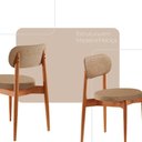 Ver imagem 5 de Sala de Jantar Mesa Ballare 120cm Tampo Redondo 4 Cadeiras Linho Palha/Imbuia Nat/Cinam. Imbuia