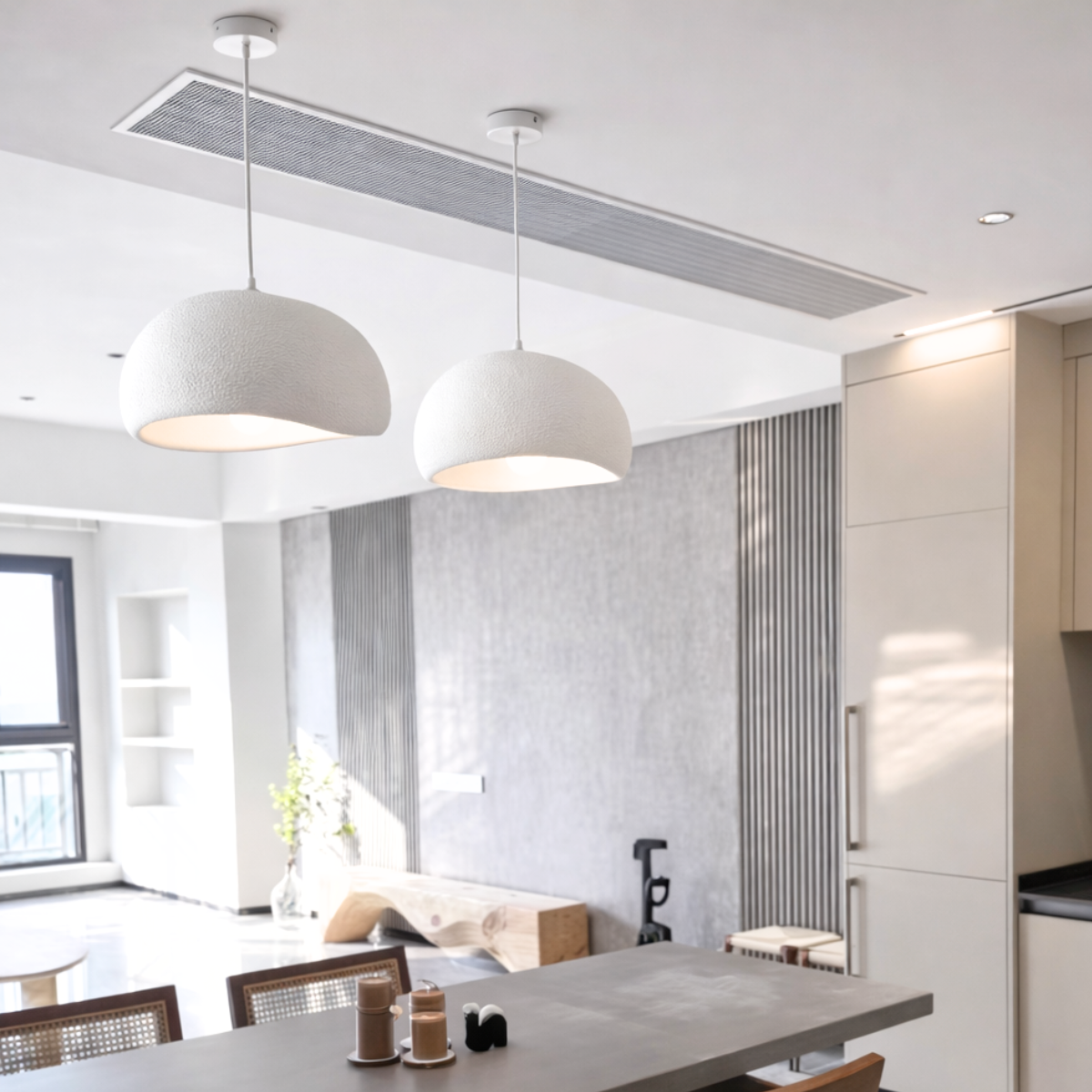 Ver imagem 6 de Lustre Pendente Luminária Japonesa Wabi-sabi Orgânico Cogumelo Concreto Gimpo Ltj30-branco-a