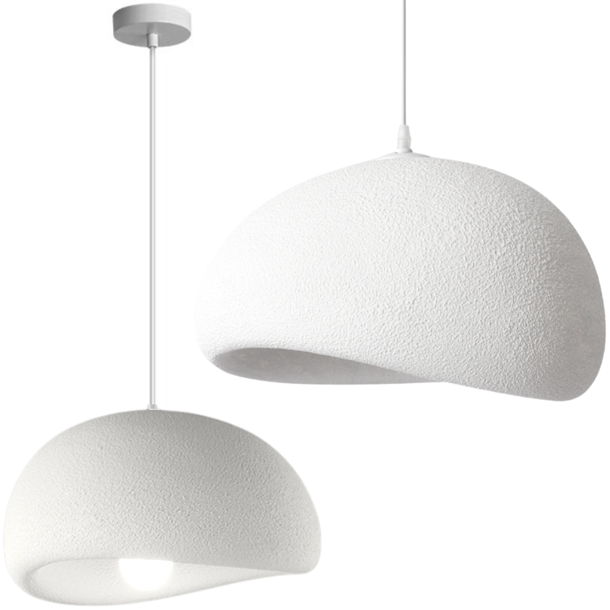 Ver imagem 1 de Lustre Pendente Luminária Japonesa Wabi-sabi Orgânico Cogumelo Concreto Gimpo Ltj30-branco-a