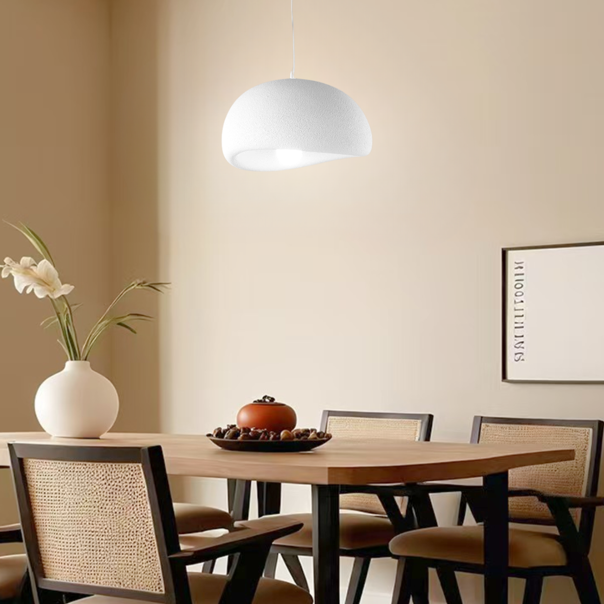 Ver imagem 5 de Lustre Pendente Luminária Japonesa Wabi-sabi Orgânico Cogumelo Concreto Gimpo Ltj30-branco-a