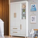 Ver imagem 1 de Guarda Roupa Infantil Duda Flocos 3 Portas 2 Gavetas Flex Tigus