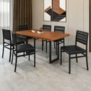 Ver imagem 1 de Conjunto Sala de Jantar 6 Cadeiras Madeira Maciça Ripada Itália Preto
