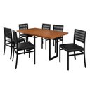 Ver imagem 2 de Conjunto Sala de Jantar 6 Cadeiras Madeira Maciça Ripada Itália Preto