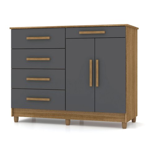 Cômoda Sapateira para Quarto 05 Gavetas e 02 Portas Livia Nature/alasca - Pallazio