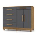 Ver imagem 1 de Cômoda Sapateira para Quarto 05 Gavetas e 02 Portas Livia Nature/alasca - Pallazio
