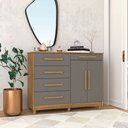 Ver imagem 2 de Cômoda Sapateira para Quarto 05 Gavetas e 02 Portas Livia Nature/alasca - Pallazio