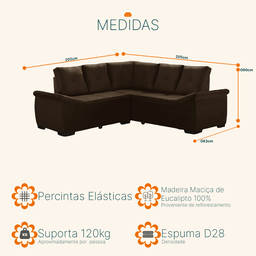 Sofá de Canto 5 Lugares Suede Japão Sofá Casa - 3