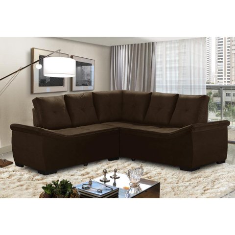 Sofá de Canto 5 Lugares Suede Japão Sofá Casa
