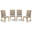 Ver imagem 1 de Kit com 4 Cadeiras Agnes Madeira Maciça Estofadas para Mesa de Jantar Veludo Bege 102