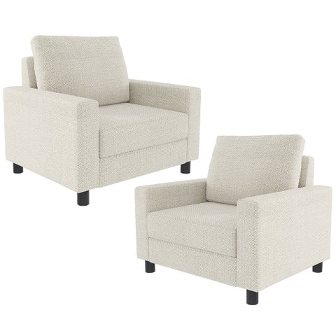Kit 2 Poltronas Decorativas para e Recepção Malta L02 Linho Champanhe - Lyam Decor