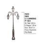 Poste Colonial Paris para Jardim Alumínio 03 Luminária 3,45m - 2