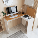 Ver imagem 2 de Escrivaninha em L Mesa de Canto para Escritório Multifuncional - Jm3 Móveis:off White/nature