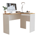 Ver mais imagens de Escrivaninha em L Mesa de Canto para Escritório Multifuncional - Jm3 Móveis:off White/nature