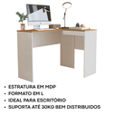 Ver imagem 3 de Escrivaninha em L Mesa de Canto para Escritório Multifuncional - Jm3 Móveis:off White/nature