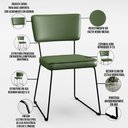 Ver imagem 5 de Kit 2 Cadeiras Decorativa Estofada Sala De Jantar Base Aço Allana L02 Facto Verde Musgo - Lyam