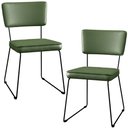 Ver imagem 1 de Kit 2 Cadeiras Decorativa Estofada Sala De Jantar Base Aço Allana L02 Facto Verde Musgo - Lyam