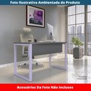 Ver imagem 2 de Mesa Escritório P25 Tub Pandin 120 Cm (larg) Tampo Mdp Grafito Pé Aço Tubular Lilás