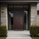Ver imagem 2 de Porta Pivotante Lamb.Savana c/Puxador e. Sup.Marrom Corten Dourado 100 Brimak