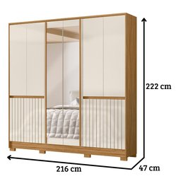 Guarda Roupa Casal Alasca com Espelho 10 Portas Freijó Off White Moval - 2