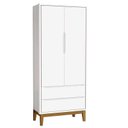 Ver imagem 4 de Cômoda 6 Gavetas e Guarda Roupa 2 Portas New Classic Branco com Pés Madeira - Reller