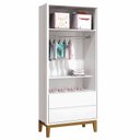 Ver imagem 5 de Cômoda 6 Gavetas e Guarda Roupa 2 Portas New Classic Branco com Pés Madeira - Reller
