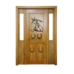 Portal Madeira Maciça Vitrô Duplo Cavalo Entalhada Completa 143x213x14cm Cedro Rosa